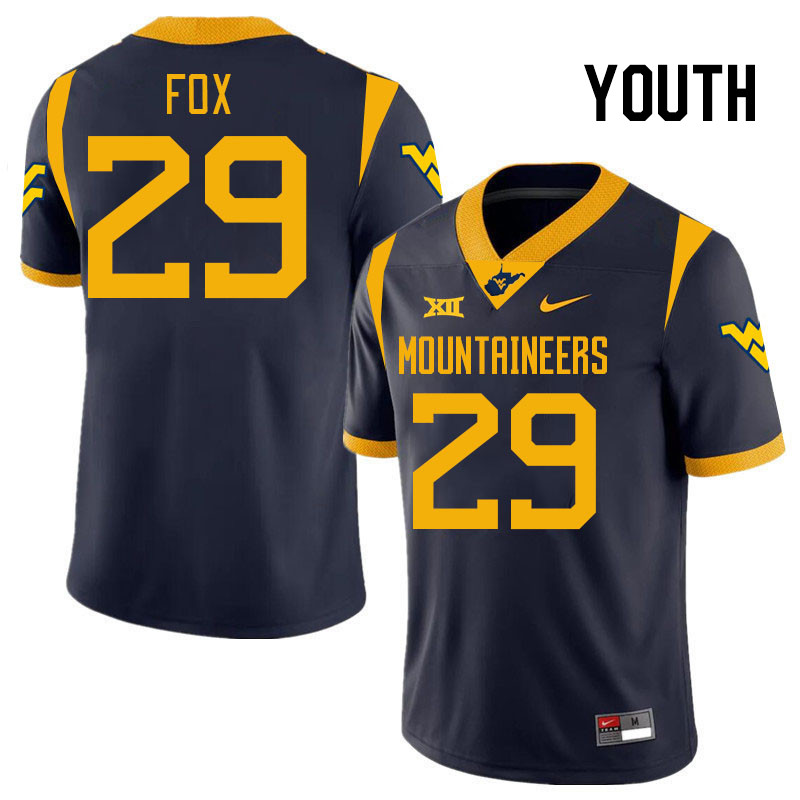 Youth #29 Preston Fox West Virginia Mountaineers College 2024 New Uniforms Football Jerseys Stitched